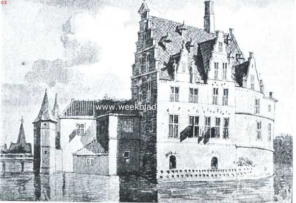 Zuid-Holland, 1922, Koudekerk aan den Rijn, Het voormalig kasteel Groot-Poelgeest na de verbouwing van 1606. Naar een teekening in het gemeentearchief te Leiden