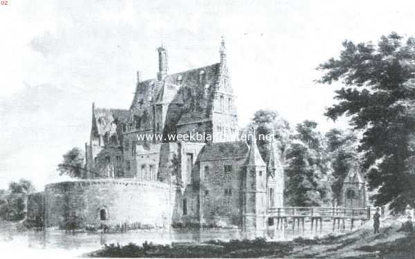 Zuid-Holland, 1922, Koudekerk aan den Rijn, Het voormalig kasteel Groot-Poelgeest. Naar de teekening van A. de Haen in het gemeentearchief te Leiden