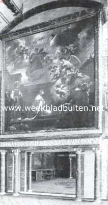 Noord-Holland, 1923, Amsterdam, Het Amsterdamsche Stadhuis-Paleis. De noordelijke schouw, met het schilderstuk van Govert Flinck, Salomo's Offerande en Gebed om Wijsheid