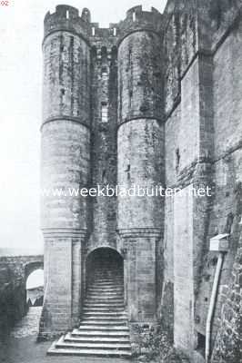 Frankrijk, 1923, Le Mont-Saint-Michel, Het chatelet. De ingang van de abdij-gebouwen. (Begin vijftiende eeuw)