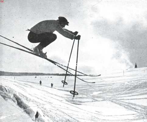 Onbekend, 1923, Onbekend, Ski-sport. Een zogenaamde quersprong