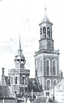 Overijssel, 1923, Kampen, Gezicht op de schepentoren van het oude raadhuis te Kampen, en den 