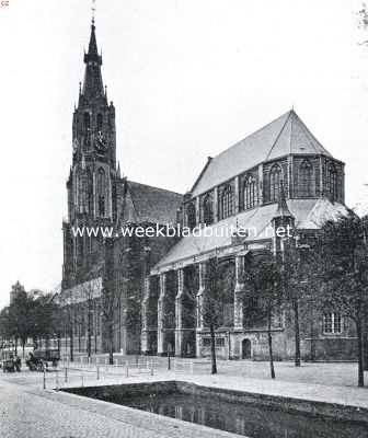 Het Mausoleum onzer Oranje vorsten. De Nieuwe Kerk te Delft, welker koor wordt hersteld, een werk dat H.M. Koningin Wilhelmina als nationaal huldeblijk ter gelegenheid van haar 25-jarig regeeringsjubileum wordt aangeboden