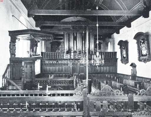 Friesland, 1923, Oudega, Intrieur van het kerkgebouw te Oudega