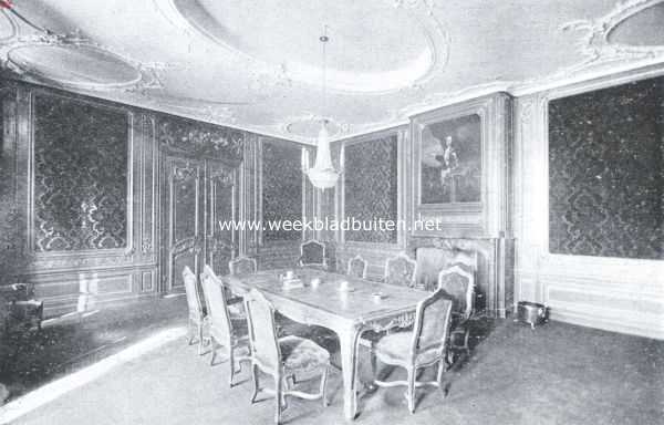 Zuid-Holland, 1923, Den Haag, Het Binnenhof. Vergaderzaal door den Raad van State ten gebruike afgestaan aan de Ministers, voor 't geval zij een vergadering der eerste Kamer hebben bij te wonen