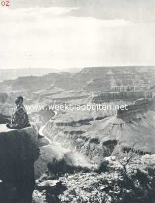 Amerika, 1924, Grand Canyon, De natuurmonumenten in den staat Arizona. Gezicht op de gekleurde rotsformaties van den Grand Canyon in de diepte de Colorado-rivier