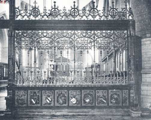 Noord-Holland, 1924, Haarlem, De oude Sint Bavokerk te Haarlem. Gedeelte van het koorhek in de St. Bavokerk te Haarlem
