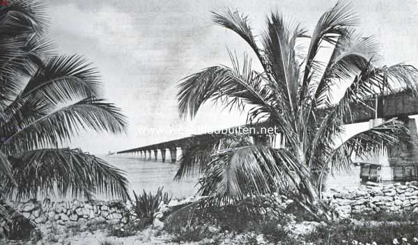 Amerika, 1925, Onbekend, Florida. Aan de kust van Florida met de spoorbrug over zee naar Key West