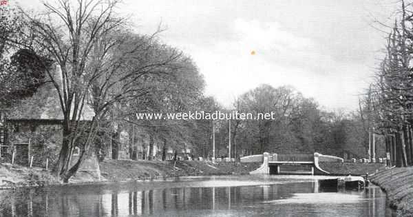 Zuid-Holland, 1925, Leiden, De Zoeterwoudsche Singel te Leiden bij de Jan van Houtbrug. Links de oude muurtoren Oostenrijck