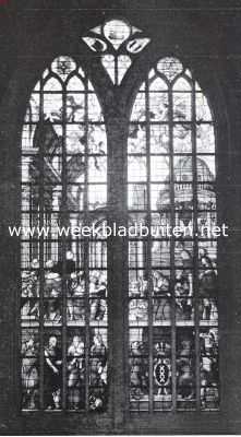 Noord-Holland, 1925, Amsterdam, De Oude Kerk te Amsterdam. Raam met voorstelling van Jezus geboorte