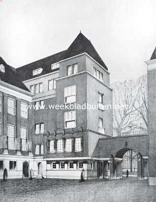 Noord-Holland, 1925, Amsterdam, De nieuwe vleugel van het Raadhuis te Amsterdam, gezien van de eerste binnenplaats