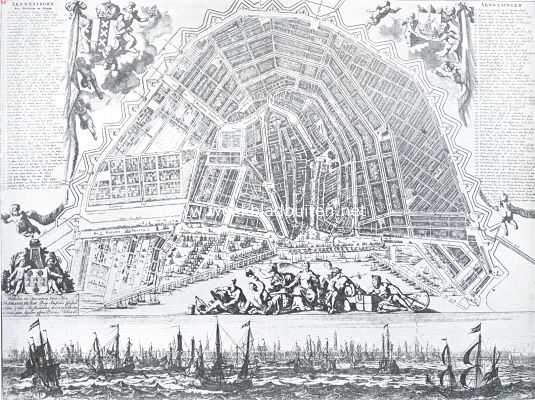 Noord-Holland, 1925, Amsterdam, 1275 - Amsterdam - 1925. Plattegrond van Amsterdam, omstreeks 1700, van Petrus Schenk. Uit 