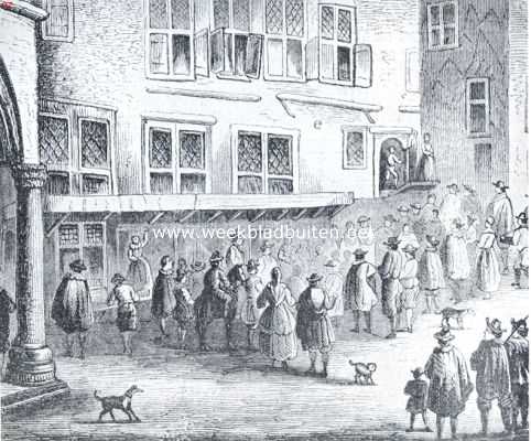 Kaak en draaikooi. Een vrouw aan de kaak voor het oude raadhuis te Amsterdam, in de eerste helft der zeventiende eeuw