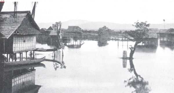 Het Meer van Limbotto op Celebes. Kampong Lemb aan het Limbottomeer