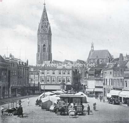 Zuid-Holland, 1926, Den Haag, Oud- en Nieuw Den Haag. Op den achtergrond de toren en het koor der Groote Kerk