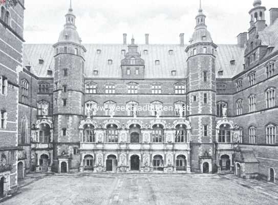 Denemarken, 1926, Hillerd, Het slot Frederiksborg. Gevel aan de binnenplaats
