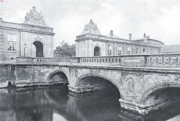 Denemarken, 1926, Kopenhagen, Deensche koningspaleizen. De marmeren brug met achtergevel, overblijfselen van het slot Christiaansborg