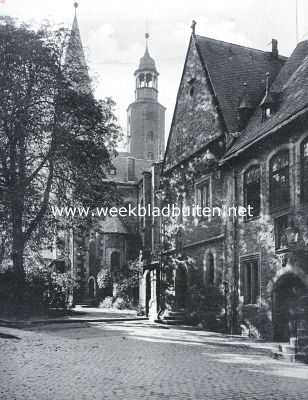 Duitsland, 1926, Goslar, Goslar, de duizendjarige stad. Hoekje bij Marktkerk en raadhuis