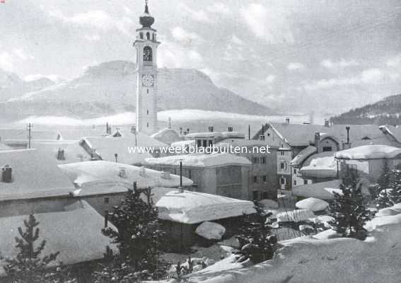 Zwitserland, 1926, Samaden, Gezicht op Samaden (Engadin) in de winter