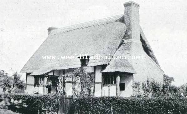 De oudste cottage in Worchestershire (te Huddinton), waarmee vele onzer moderne landhuizen overeenkomsten vertonen