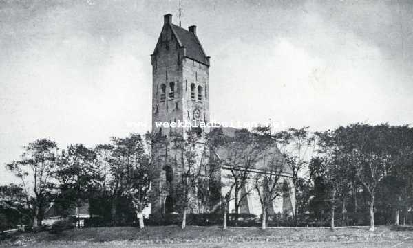 Friesland, 1927, Hichtum, Hkerktorens met zadeldak. Het kerkje te Hichtum bij Bolsward