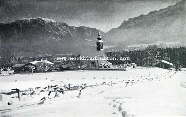 Duitsland, 1928, Nonn, Winter en wintersport in de Beiersche Alpen. Het dorpje Nonn bij Bad Reichenhall