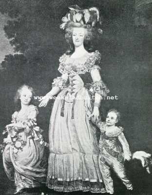 De echte dochter van Lodewijk XVI en haar Hollandsche beschermer. Marie Antoinette en hare kinderen in het Park van Trianon. Naar de schilderij van A.U. Wertmller in het Nationaal Museum te Stockholm