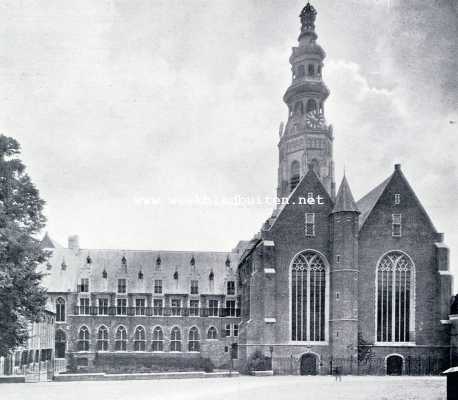 Zeeland, 1928, Middelburg, Oud-Middelburg. De Statenzaal en de Nieuwe Kerk, gezien van het Westen