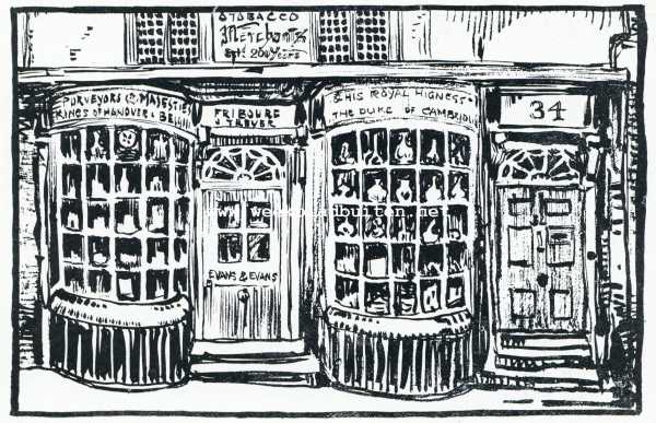 Onbekend, 1928, Onbekend, Londen's straten en boomen. Een oud winkeltje. Naar een ets door Jan Poortenaar