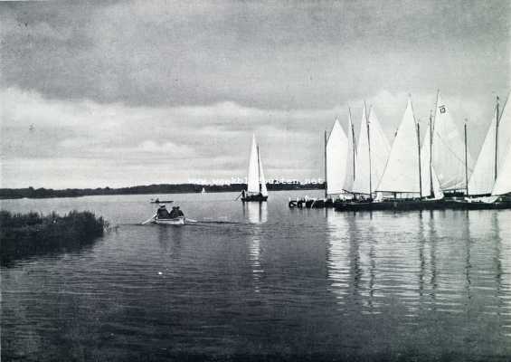 Drenthe, 1928, Paterswolde, Paterswolde. Schemeravond op het meer