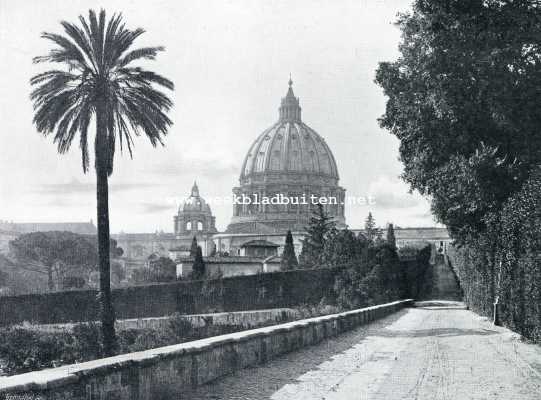 Rome. Gezicht op den Sint Pieterskoepel