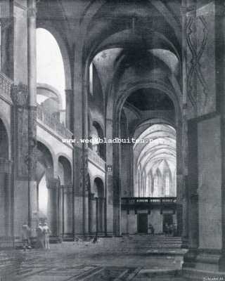 Utrecht, 1929, Utrecht, De oude Utrechtsche kerken. De gesloopte Mariakerk te Utrecht in de XVIIe eeuw, naar een schilderij van Pieter Saenredam. Gezicht op het koor