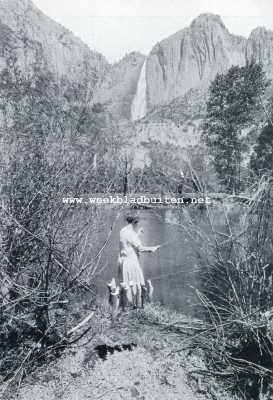 Amerika, 1929, Onbekend, Vischvangst in de Merced Rivier in de Yosemite Vallei Californi