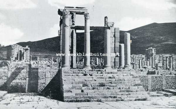 Algerije, 1929, Djmila, Romeinsche ruines in Noord-Afrika. Tempel te Djemila