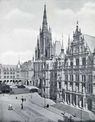 Duitsland, 1929, Wiesbaden, De Schloszplatz te Wiesbaden, met Stadhuis, Marktkirche en Lyceum