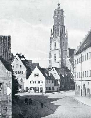 Duitsland, 1929, Nrdlingen, Stadsgezicht met toren van de St. Georgekerk te Nrdlingen