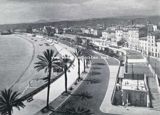 Frankrijk, 1929, Nice, Oude steden aan de Cte d'Azur. De Promenade te Nice, de zeeboelevard waar de vreemdelingen, uit alle oorden der wereld hierheen getrokken, elkaar bewonderen