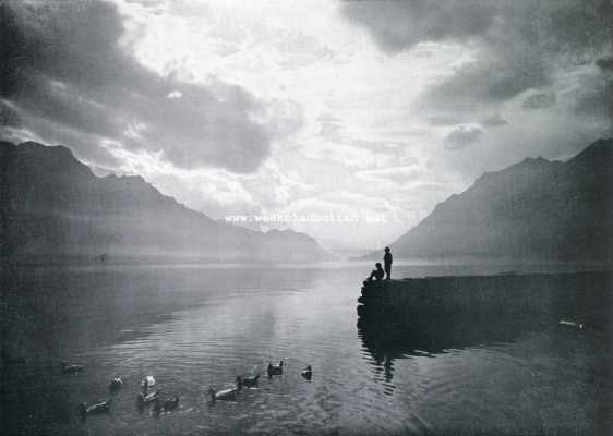 Zwitserland, 1930, Onbekend, Spiez en omgeving. Het Brienzermeer bij avond