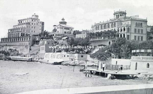 Spanje, 1930, Palma de Mallorca, Palma de Mallorka. Hotels aan de haven en aan het strand
