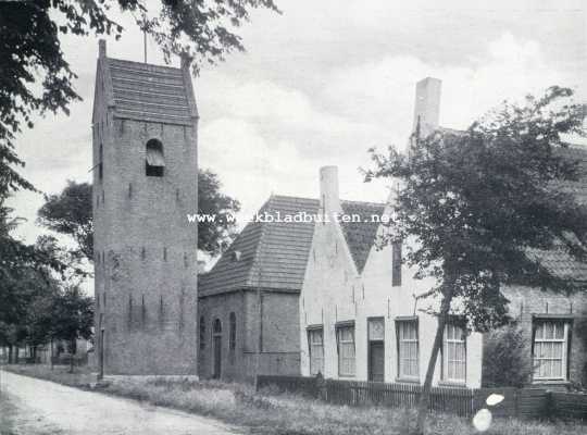 Friesland, 1930, Ballum, Naar Ameland. Ameland. Kerk met losstaanden toren te Ballum