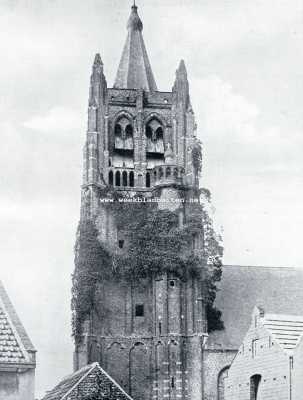 Noord-Brabant, 1930, Chaam, Oud Noord-Brabant. De kerktoren te Chaam in Noord-Brabant