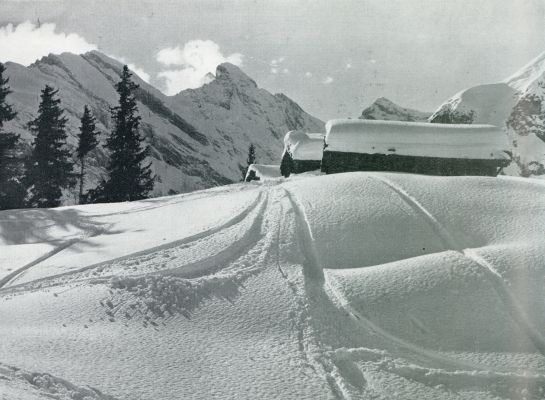 Zwitserland, 1931, Munen, WINTER IN DE BERGEN. PRACHTIG SKI-TERREIN BIJ MUNEN