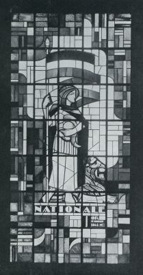 Noord-Holland, 1931, Amsterdam, Het Huis Heerengracht 556. Glas-in-lood-raam in het Huis Heerengracht 556