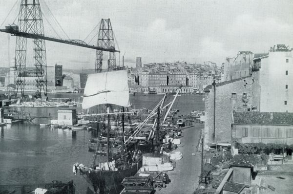 Frankrijk, 1931, Marseille, Marseille. De Vieux Port met den Transbordeur