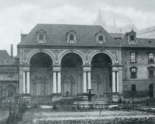 Tsjechi, 1931, Praag, Wallenstein-herinneringen. Loggia in Wallenstein's Paleis Waldstein te Praag