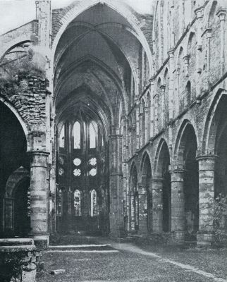 Belgi, 1931, Villers-la-Ville, De voormalige Abdij van Villers. Het inwendige der kerk