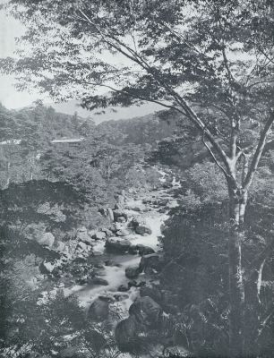 Japan, 1931, Miyanoshita, Bergstroompje bij het dorp Miyanoshita, Japan