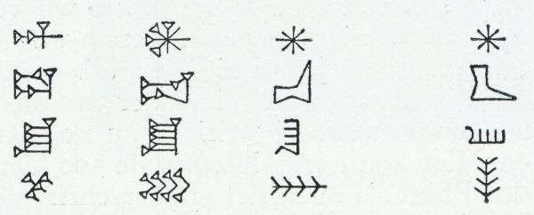 Onbekend, 1931, Onbekend, Overgang van beeldschrift in spijkerschrift (v.  Rechts naar links)