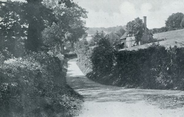 Engeland, 1931, Chenies, Door Buckinghamshire. Buckinghamshire. Het wegje naar de rivier de Chess bij Chenies