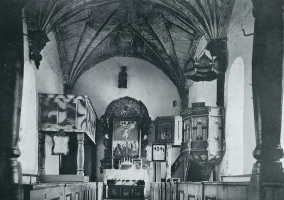 Zweden, 1932, re, Bij den uitgang der twaalf nachten in Zweden. Interieur van het Laplandsche Kerkje te re in Zweden